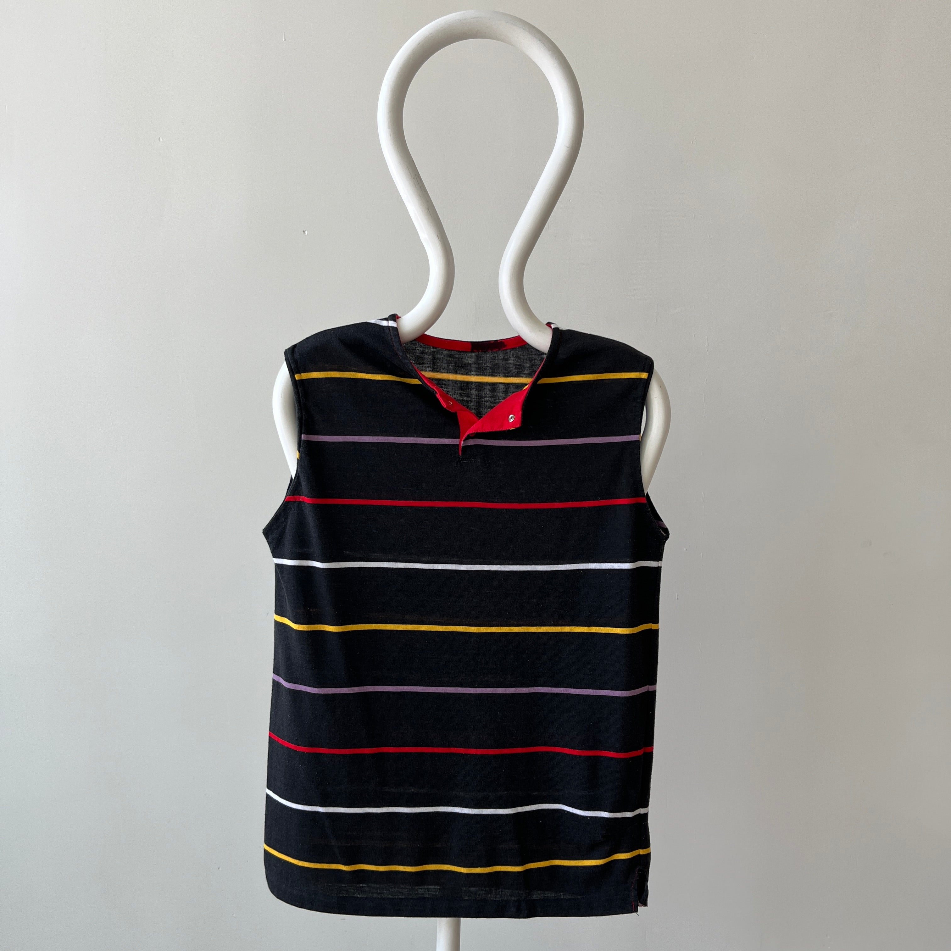 1980s Blank Striped Cut Off T-Shirt