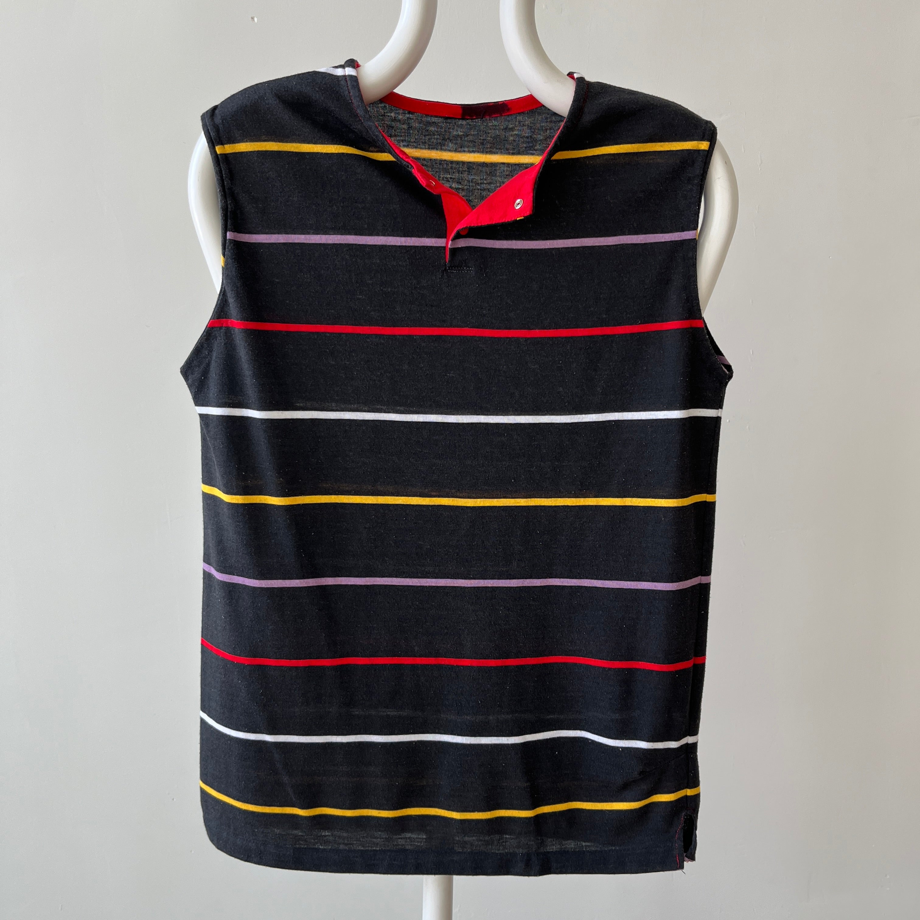 1980s Blank Striped Cut Off T-Shirt