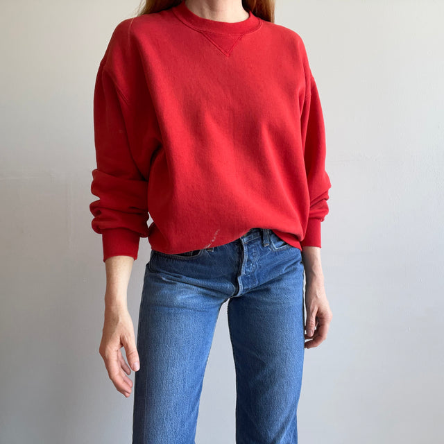 1980s Paint Stained Single V Red Sweatshirt by Jerzees