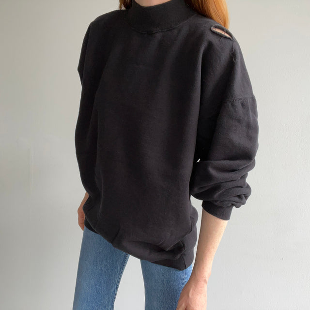 1980s USA GAP Baggy Relaxed Fit Mock Neck Sweatshirt with a Gash at the SHoulder