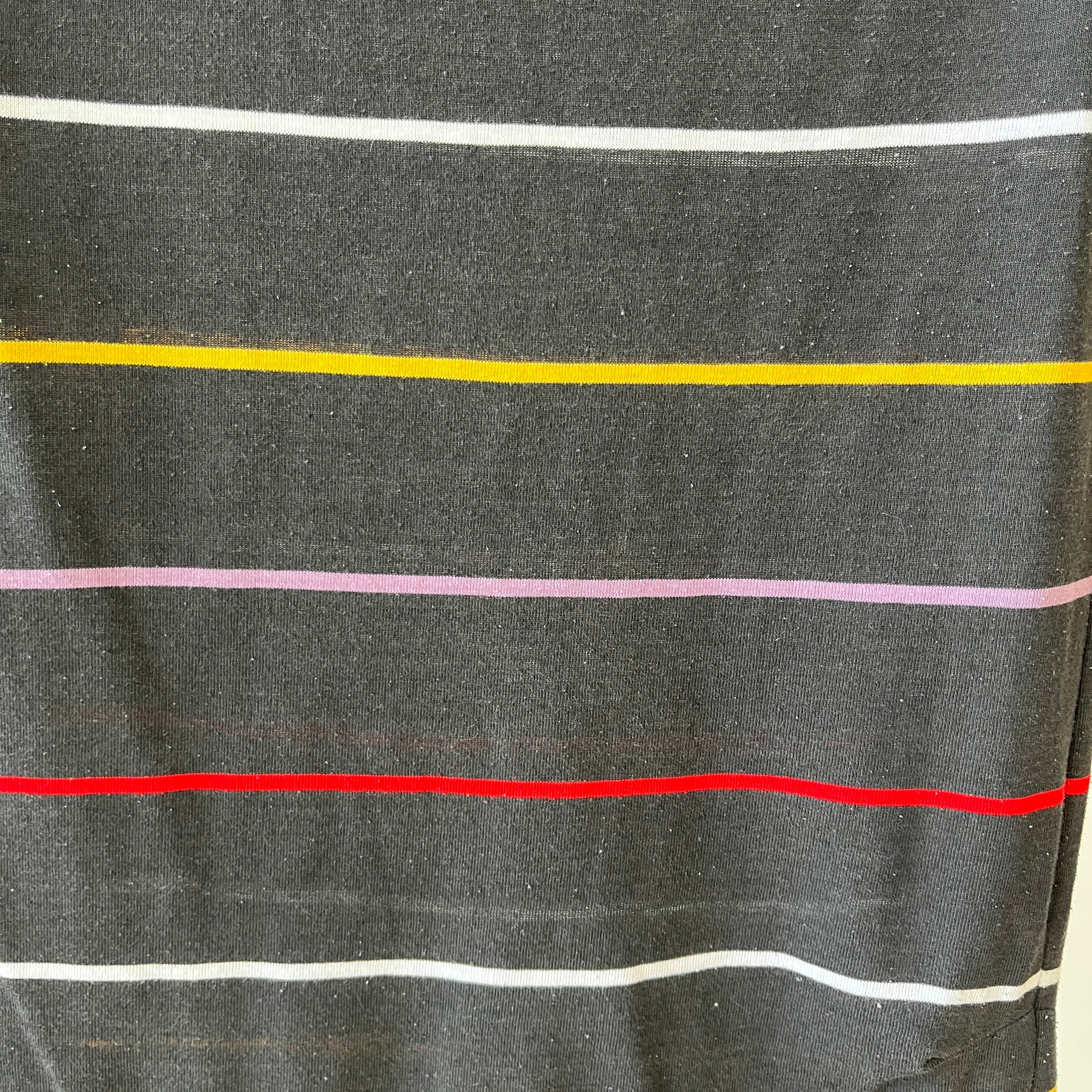 1980s Blank Striped Cut Off T-Shirt