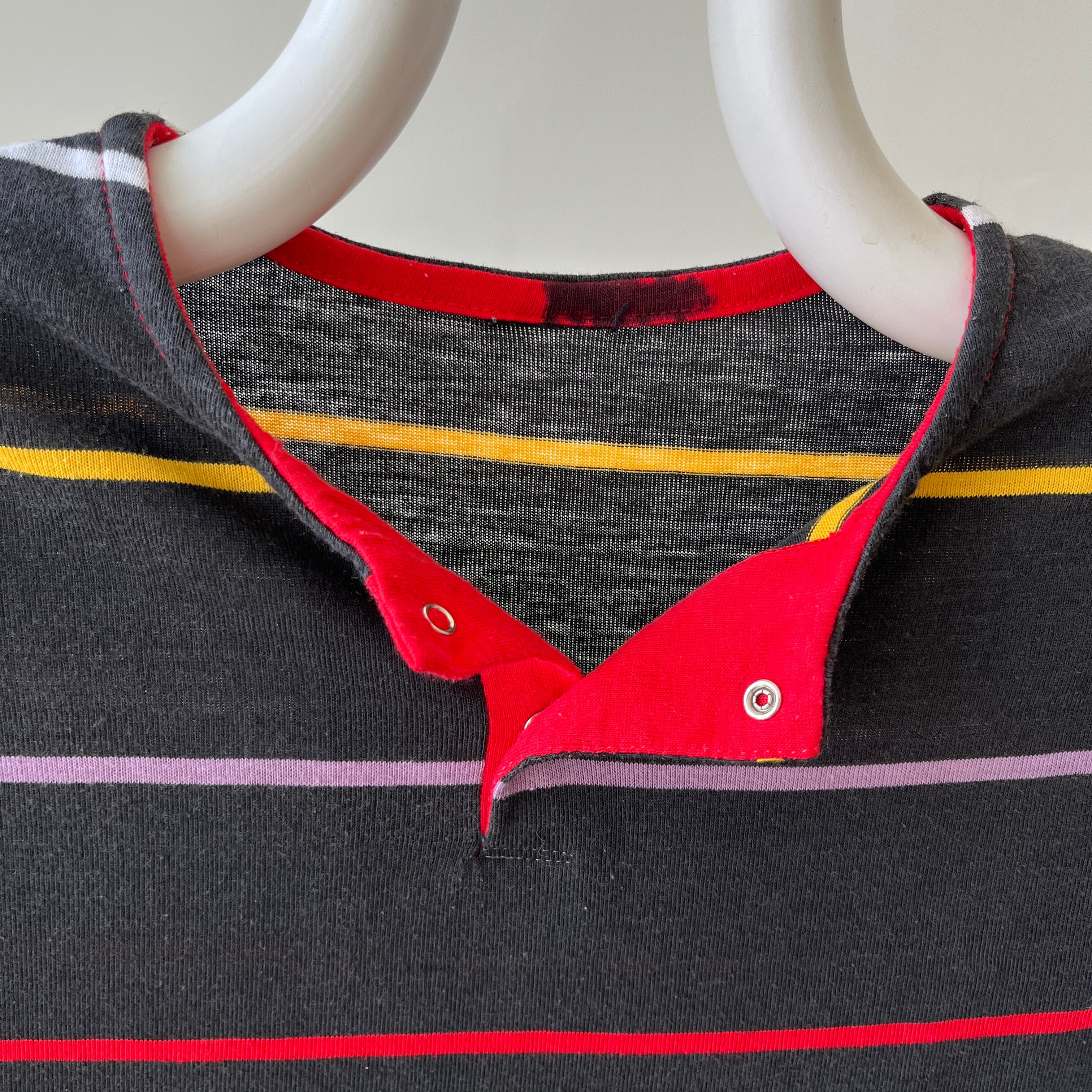 1980s Blank Striped Cut Off T-Shirt