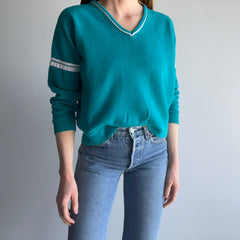 1980s Bassett Walker Super Soft and Luxurious V Neck Double Stripe Sweatshirt