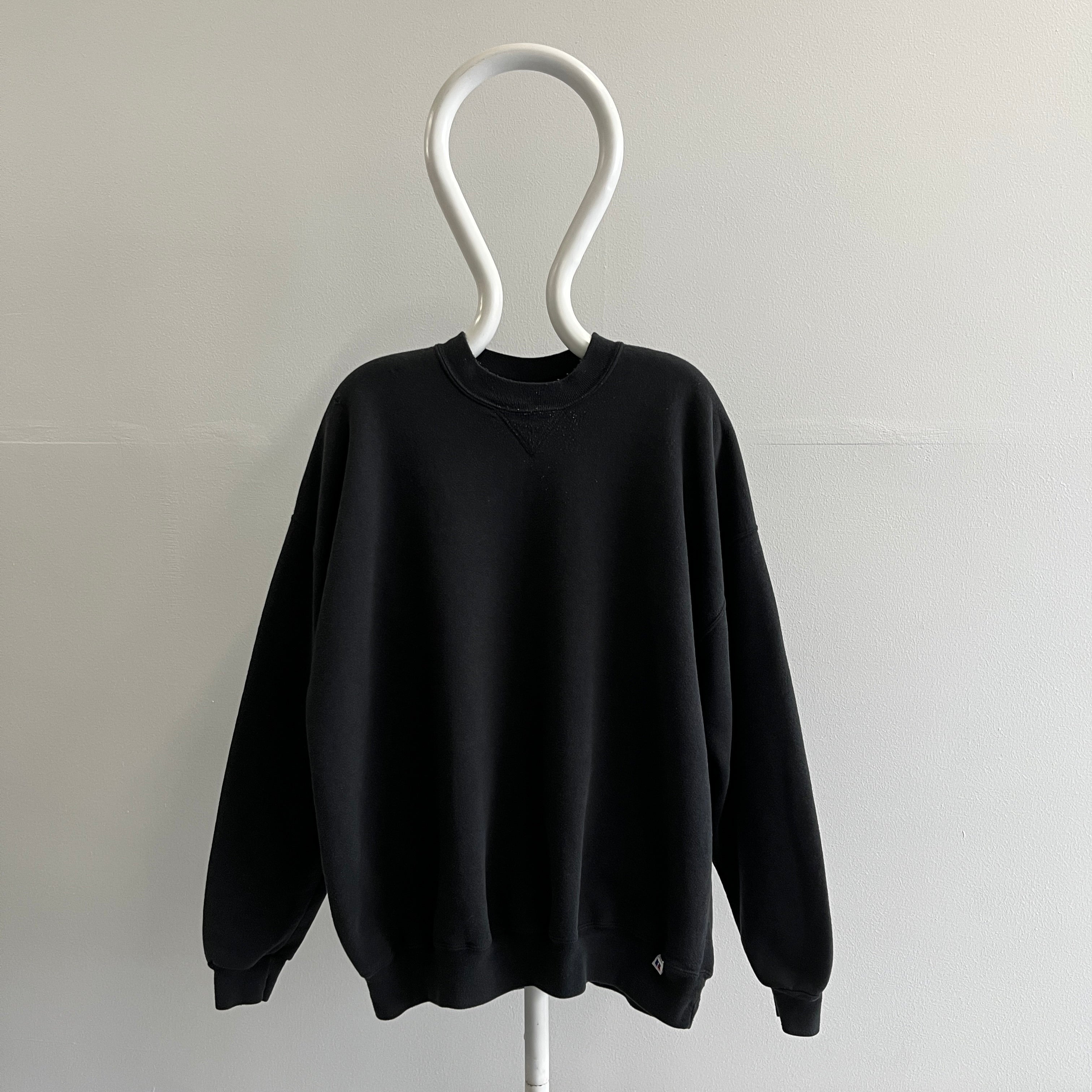 1980s Blank Black Russell Brand Single V Sweatshirt