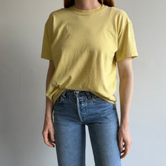 1980s Stained To Utter (Im)Perfection Buttery Rusty Dusty Yellow T-Shirt by Stedman