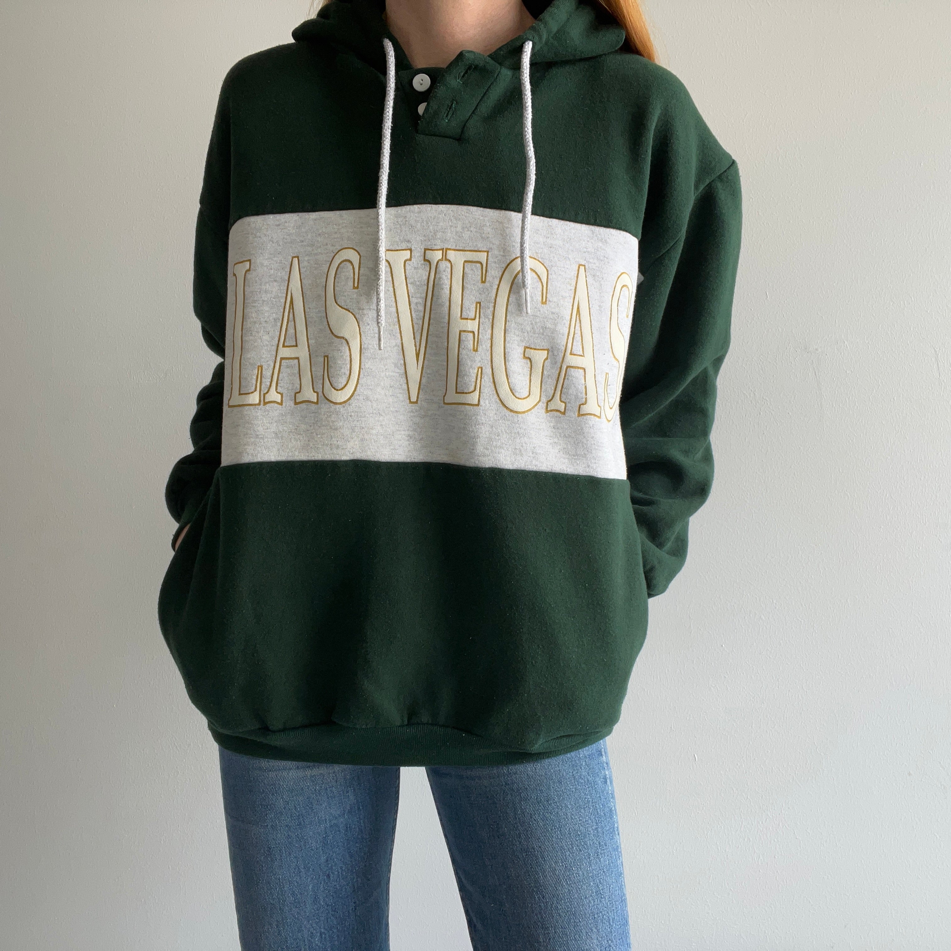 1980/90s Las Vegas Color Block Hoodie