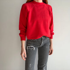 1970s Strawberry Red Raglan with Contrast Stitching