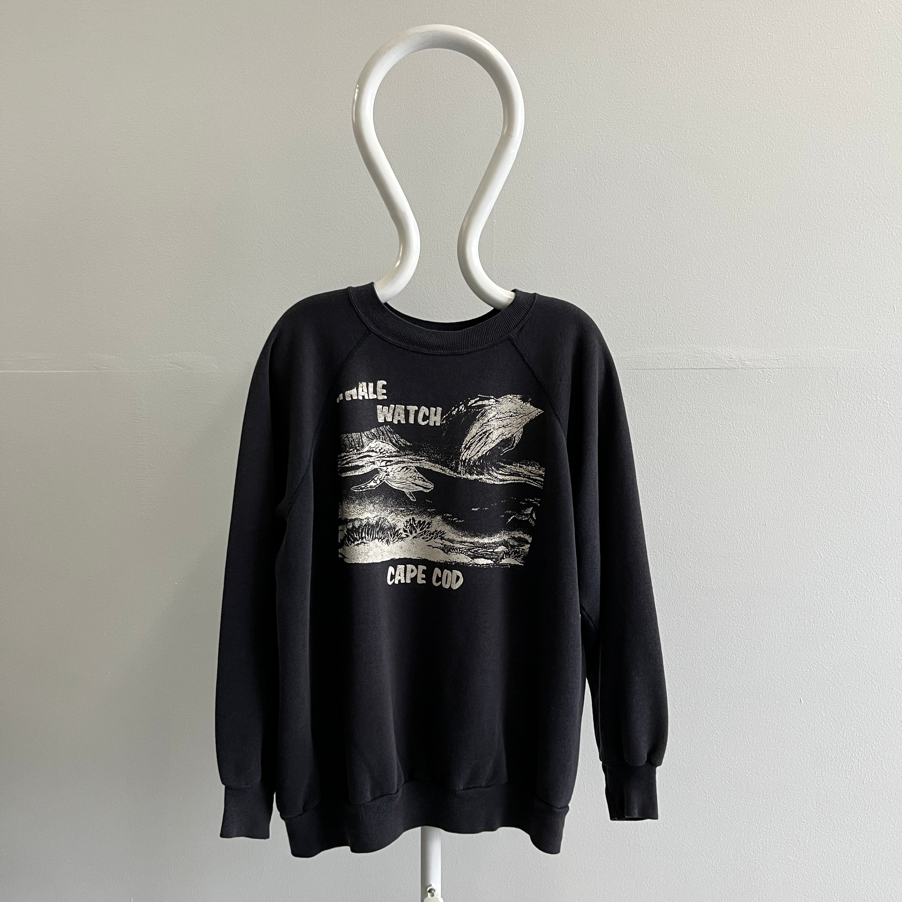 1980s Whale Watching Cape Cod Miss Print Sweatshirt - !!!