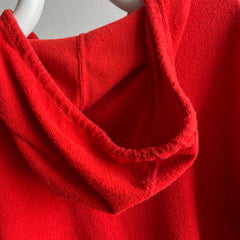 1970/80s Terry Cloth Feel Orange/Red 1/4 Henley Hoodie