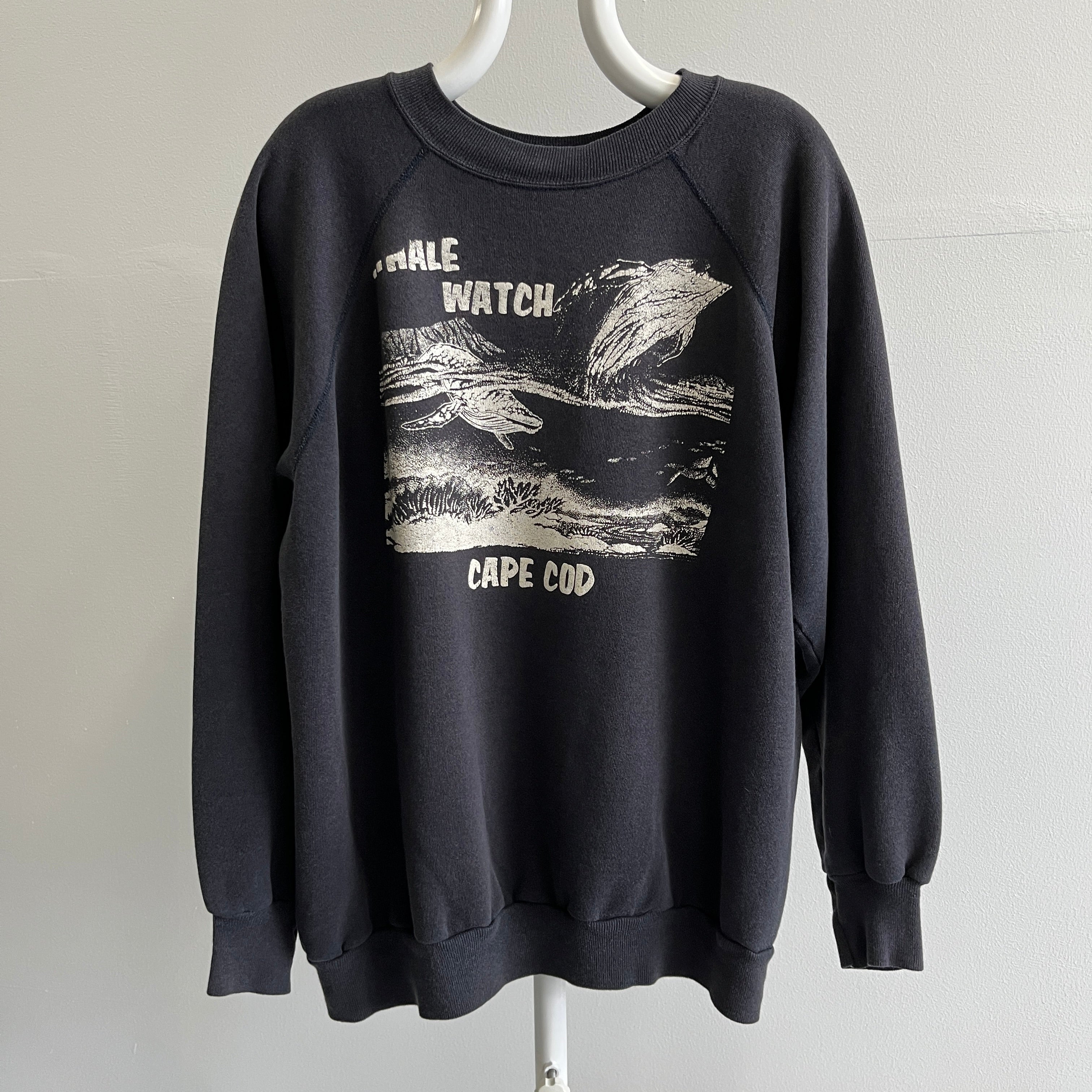 1980s Whale Watching Cape Cod Miss Print Sweatshirt - !!!