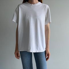 1990/2000s Tattered Torn and Worn Blank White Cotton T-Shirt