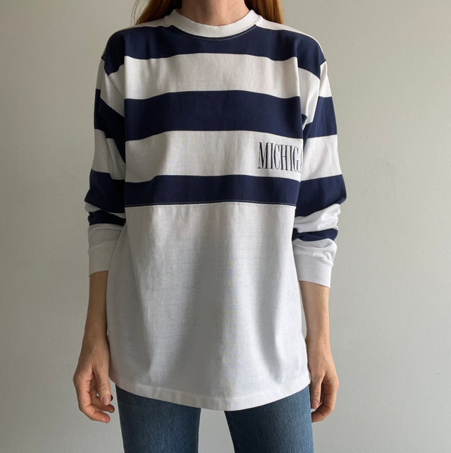 1980s Michigan Wolverines Long Sleeve Striped T-Shirt