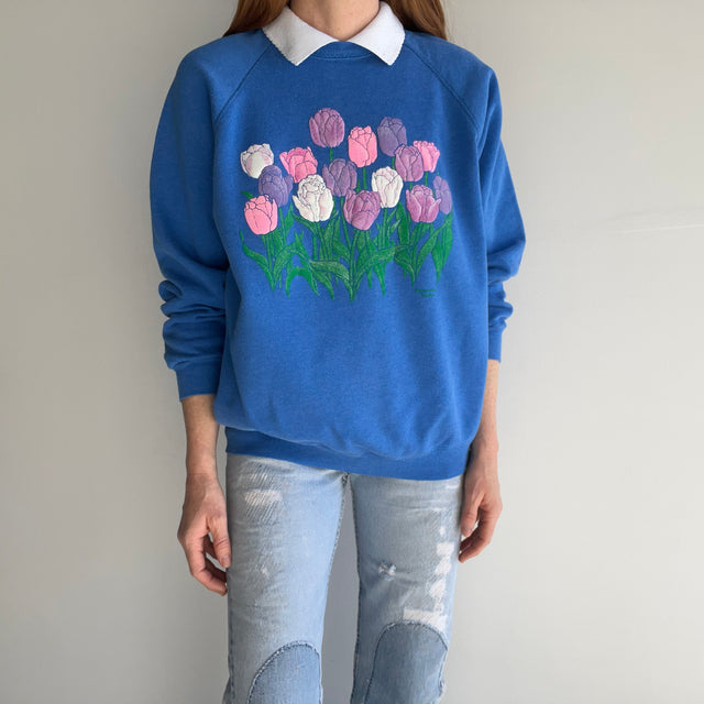 1980s Tulips and a Built In Collar Sweatshirt - Oh My