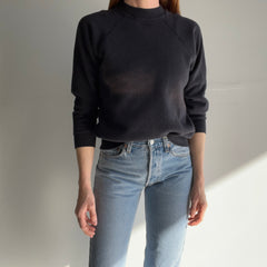 1980s Blank Black Smaller Raglan with Sun Faded - A GEM!!!!