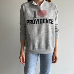 1980s DIY I LOVE PROVIDENCE Cut Neck Sweatshirt