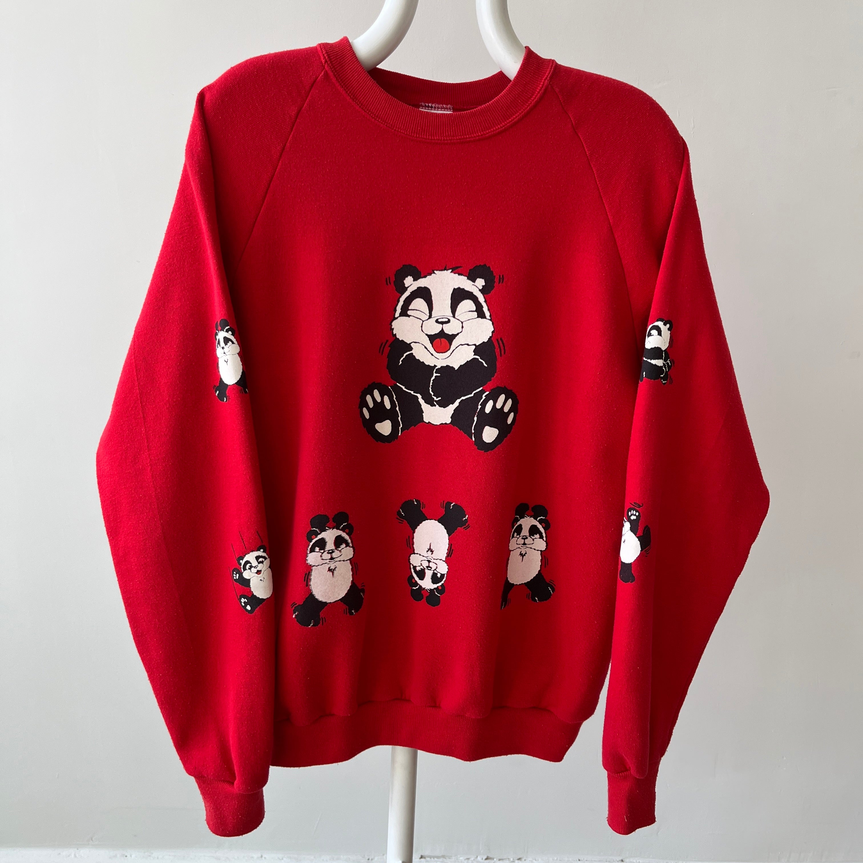 1990s Panda Sweatshirt - Front, Back and Sleeves! Pandas Everywhere!