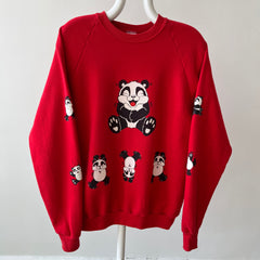 1990s Panda Sweatshirt - Front, Back and Sleeves! Pandas Everywhere!