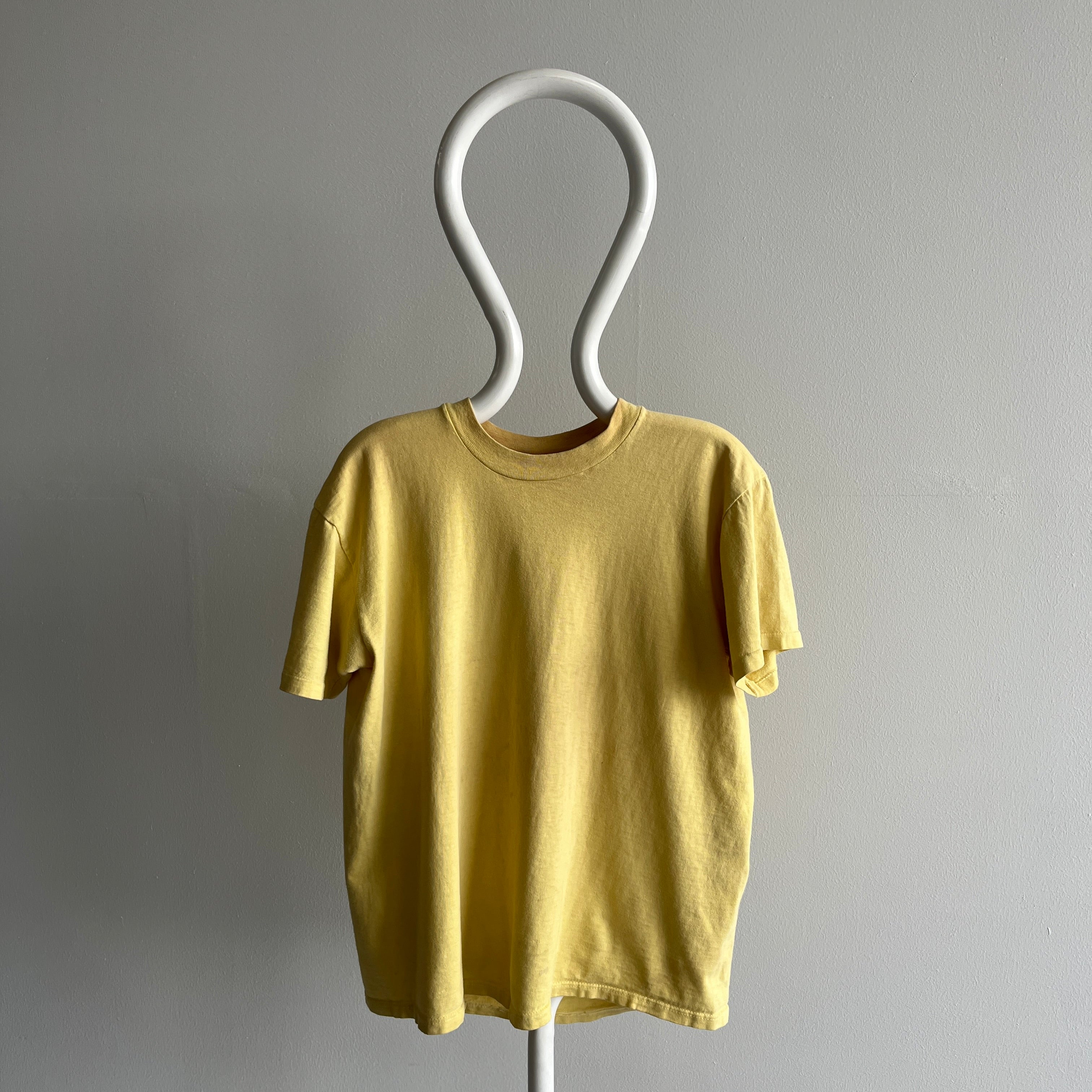 1980s Stained To Utter (Im)Perfection Buttery Rusty Dusty Yellow T-Shirt by Stedman