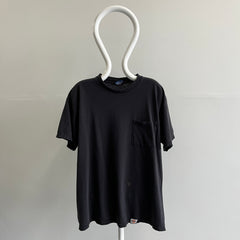 1990s USA Made Tattered and Beat Up Dickies Blank Black Pocket T-Shirt