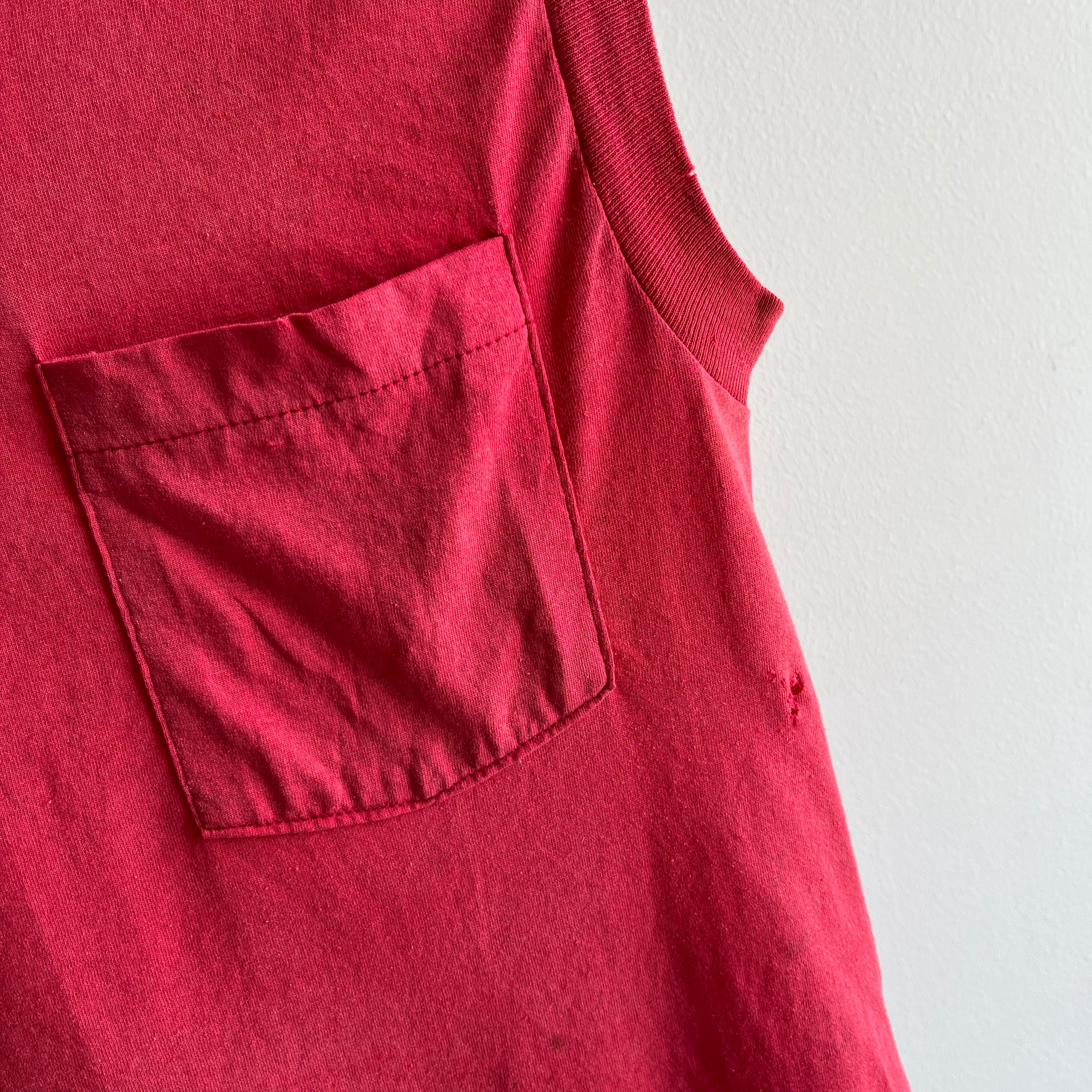 1980s Super Sun Faded Tattered, Torn and Worn Muscle Pocket Tank