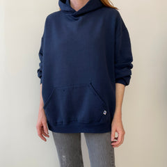 1980/90s Lightly Tattered USA Made Russell Navy Hoodie Pullover