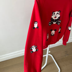 1990s Panda Sweatshirt - Front, Back and Sleeves! Pandas Everywhere!