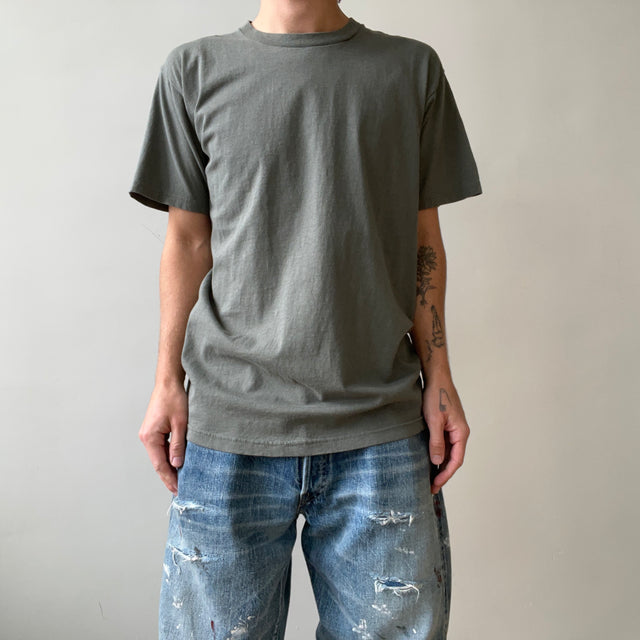 1980s Blank Sage Green T Shirt