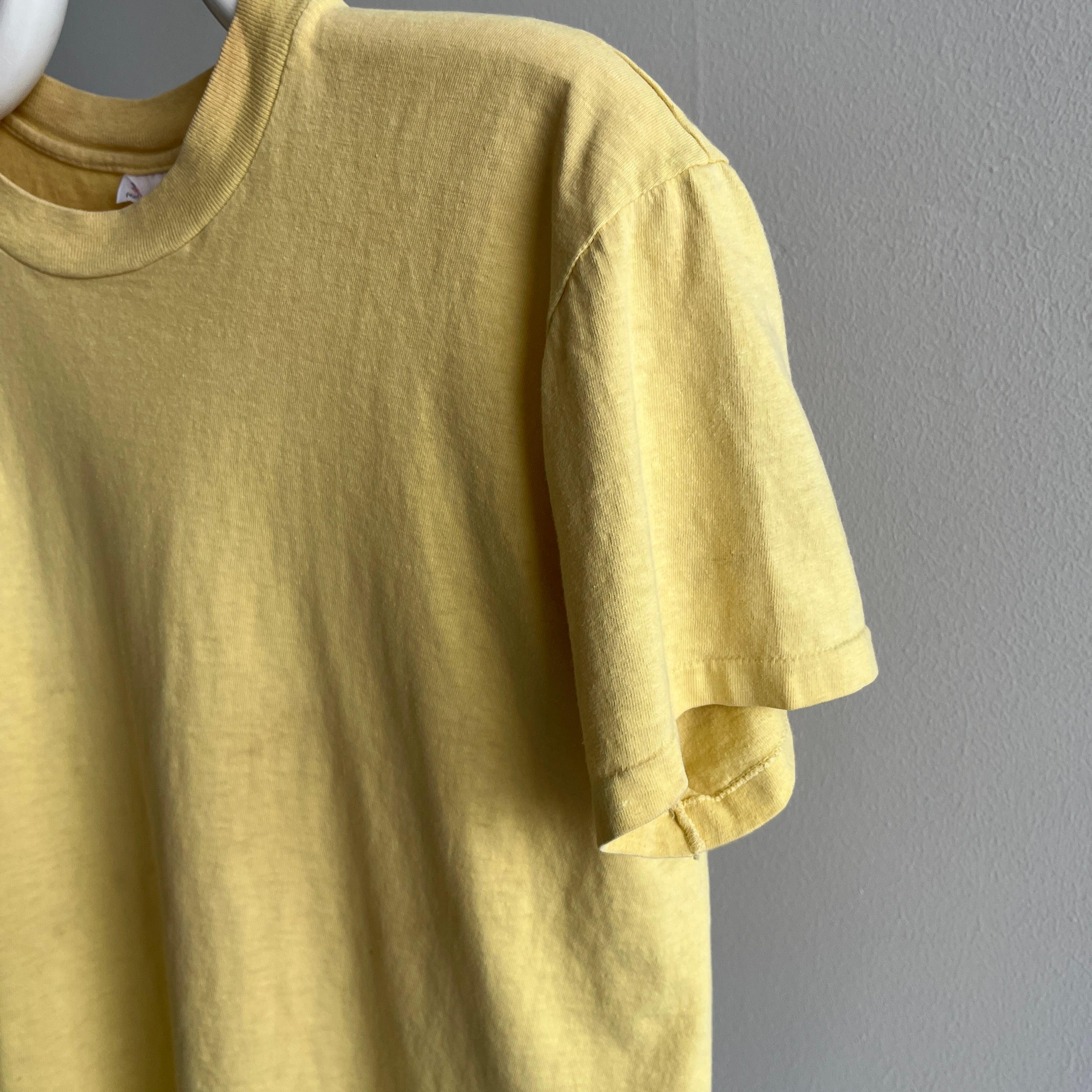 1980s Stained To Utter (Im)Perfection Buttery Rusty Dusty Yellow T-Shirt by Stedman