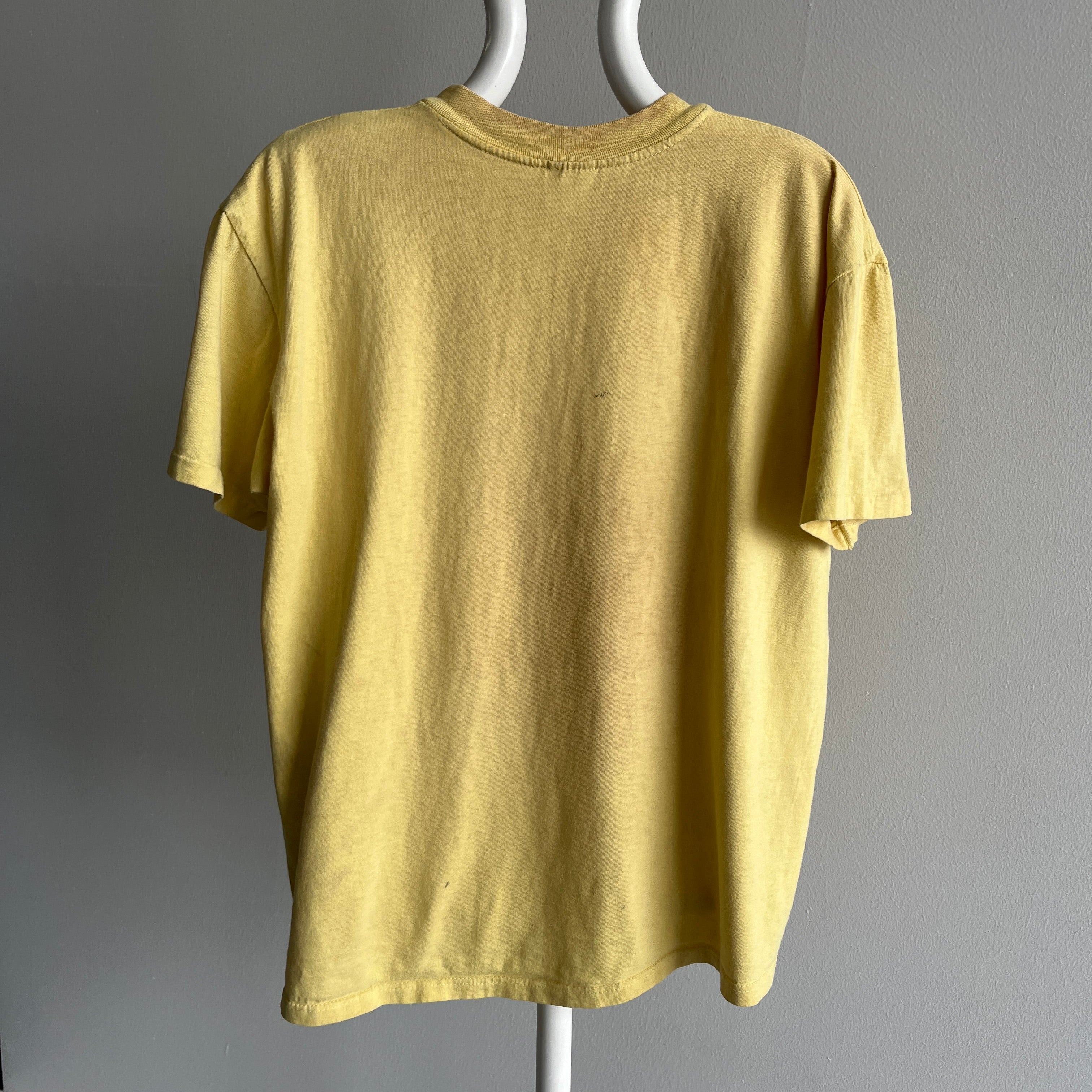 1980s Stained To Utter (Im)Perfection Buttery Rusty Dusty Yellow T-Shirt by Stedman