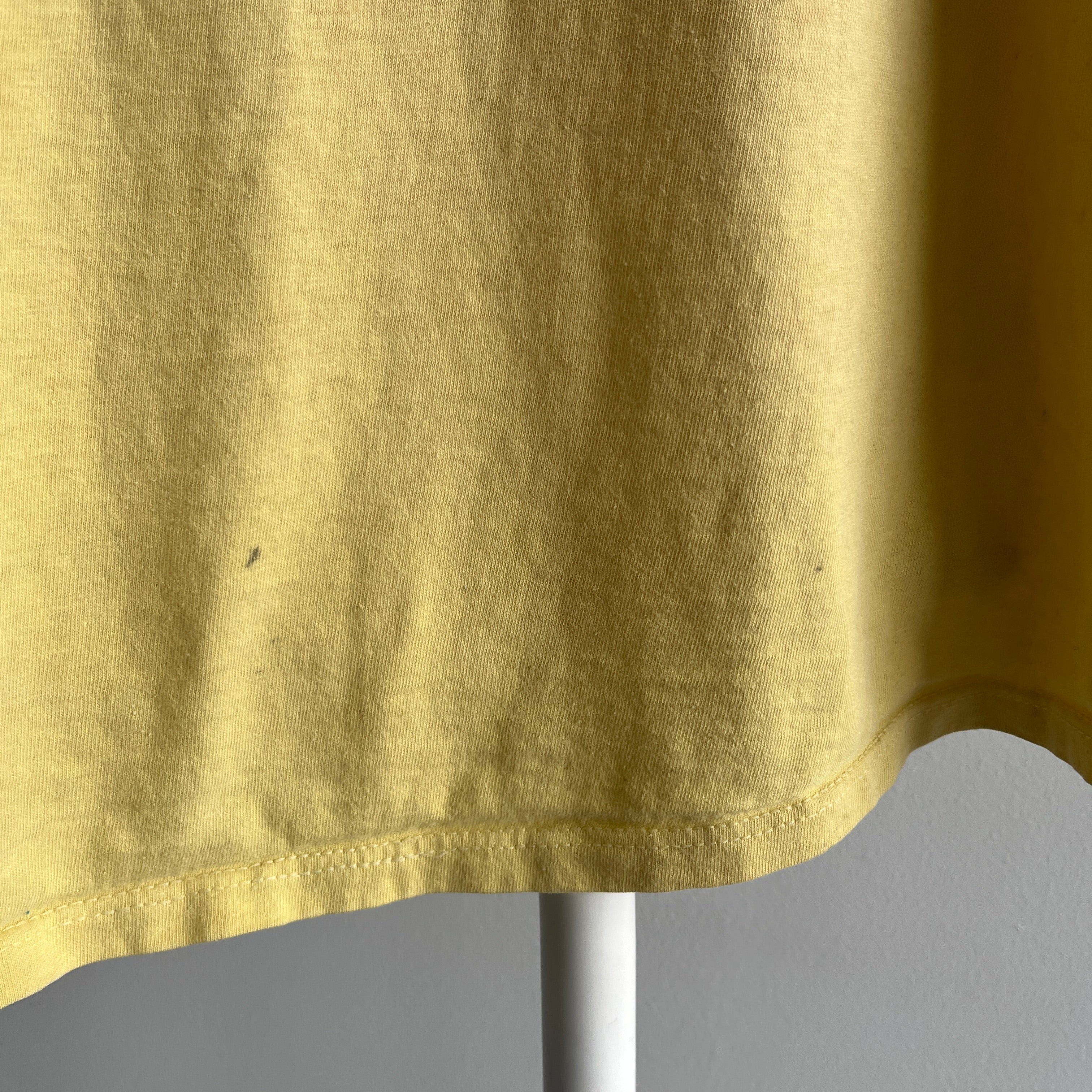 1980s Stained To Utter (Im)Perfection Buttery Rusty Dusty Yellow T-Shirt by Stedman