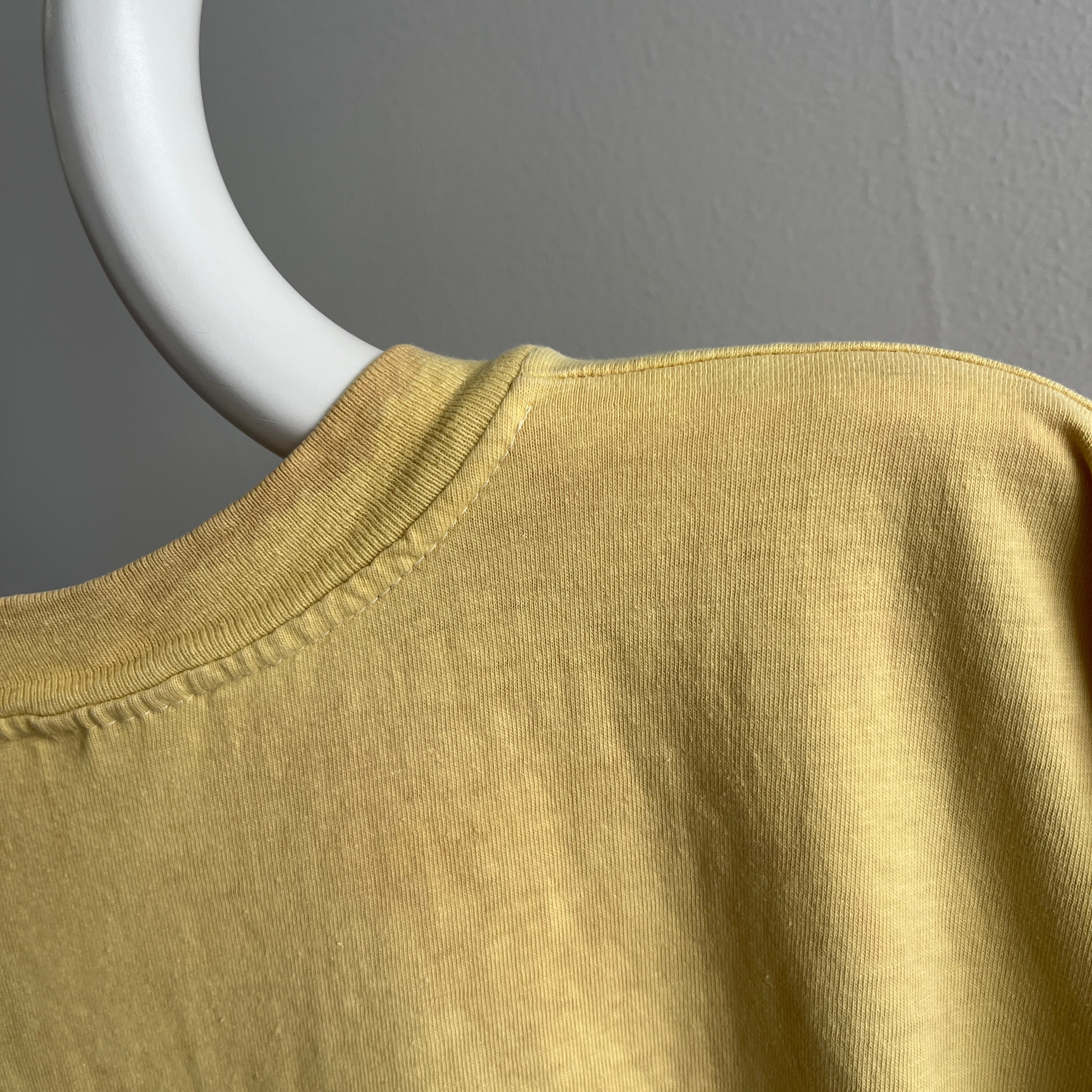 1980s Stained To Utter (Im)Perfection Buttery Rusty Dusty Yellow T-Shirt by Stedman