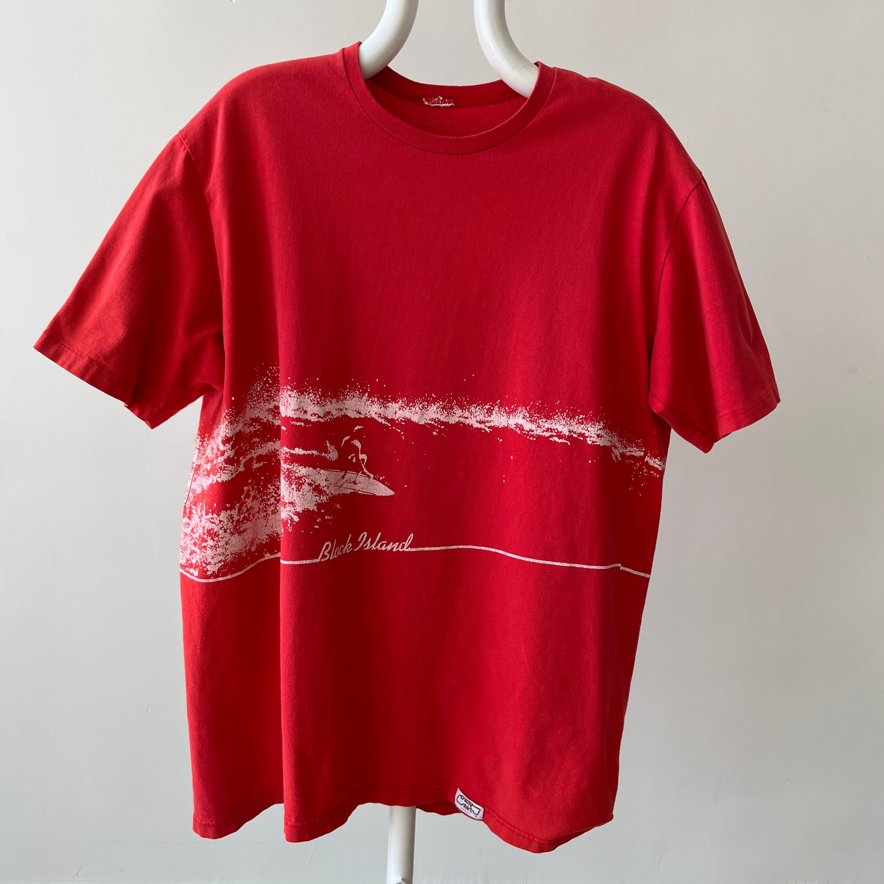 1980s Black Island Wrap Around Perfectly Worn Surf T-Shirt By Crazy Shirt !!!