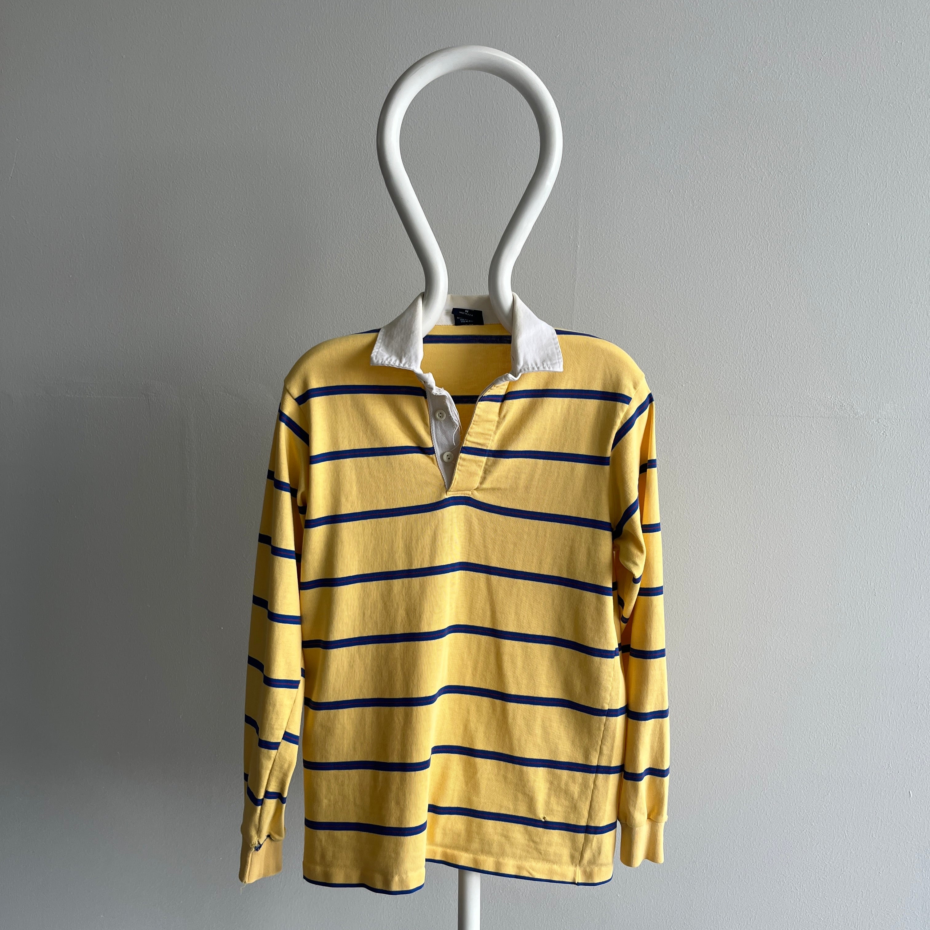 1980s Perfectly Tattered Striped Rugby Shirt by Gant - OMG