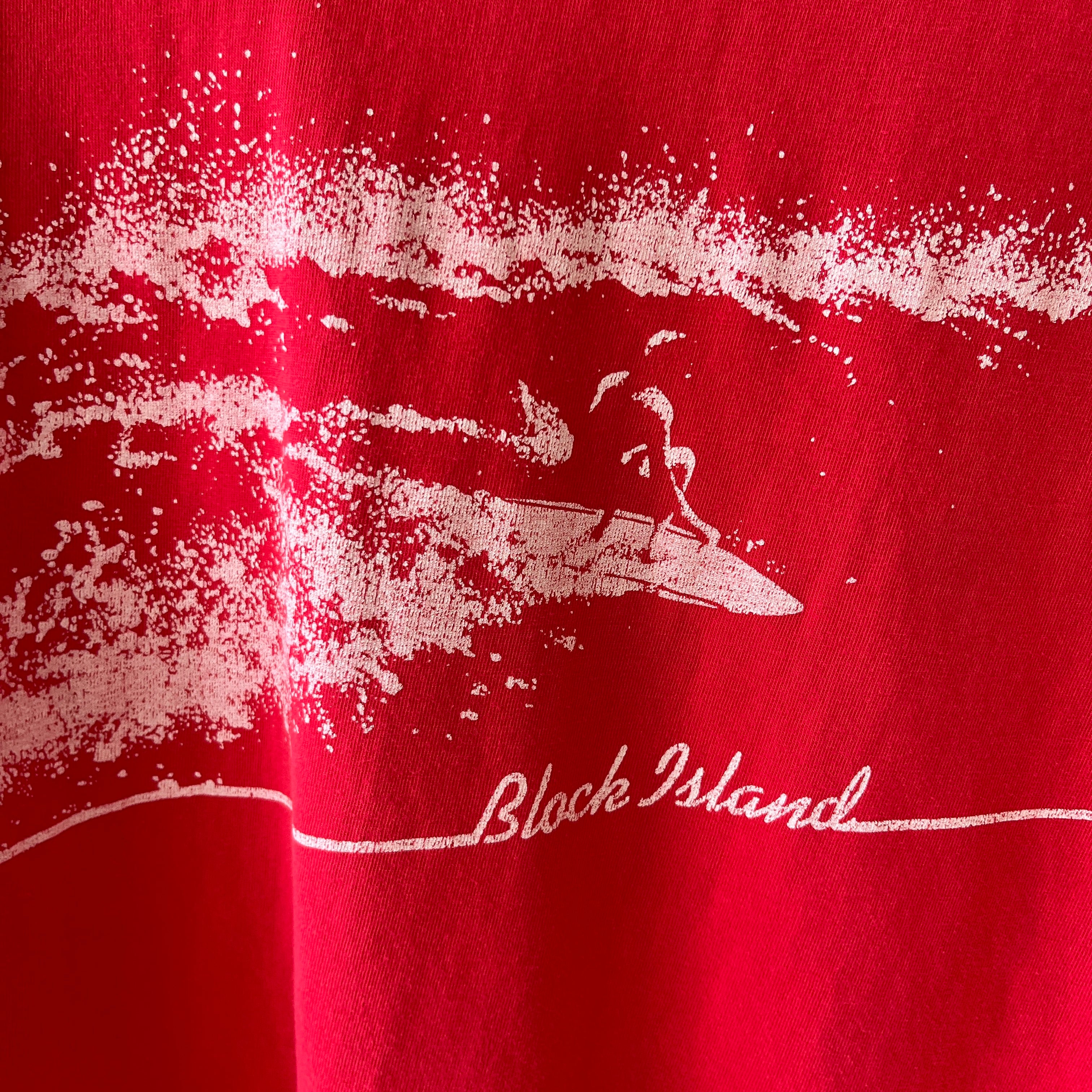 1980s Black Island Wrap Around Perfectly Worn Surf T-Shirt By Crazy Shirt !!!