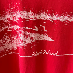 1980s Black Island Wrap Around Perfectly Worn Surf T-Shirt By Crazy Shirt !!!