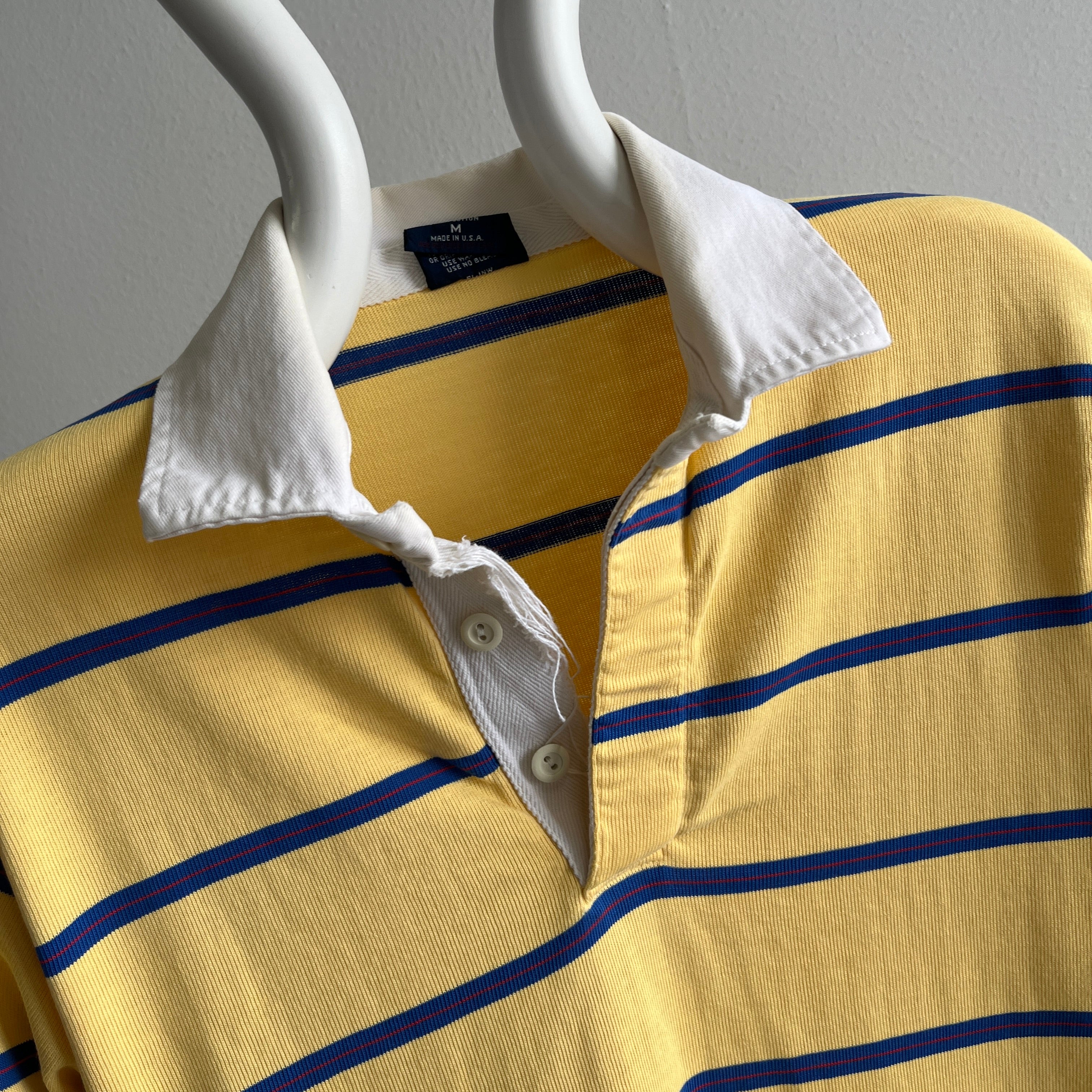 1980s Perfectly Tattered Striped Rugby Shirt by Gant - OMG