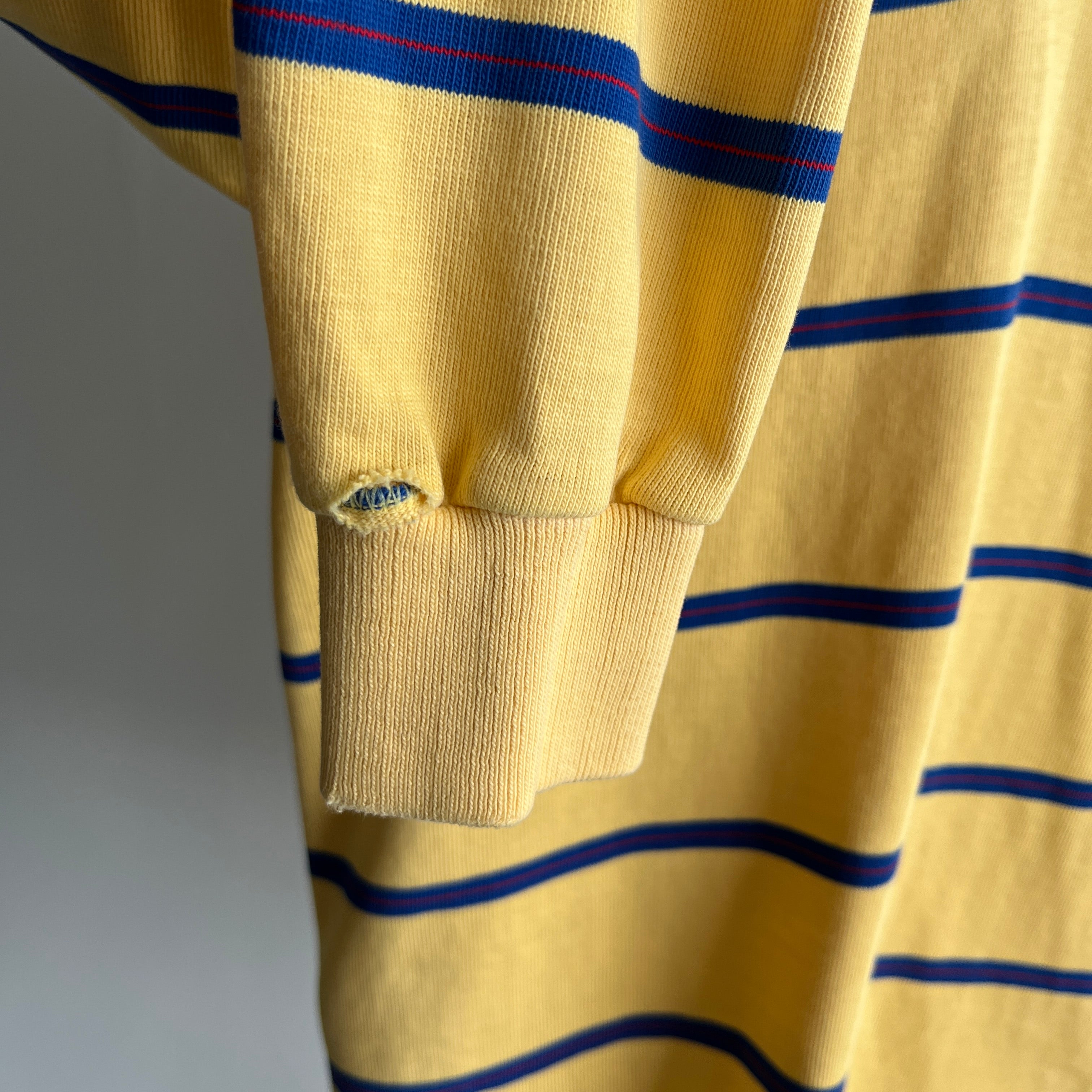 1980s Perfectly Tattered Striped Rugby Shirt by Gant - OMG