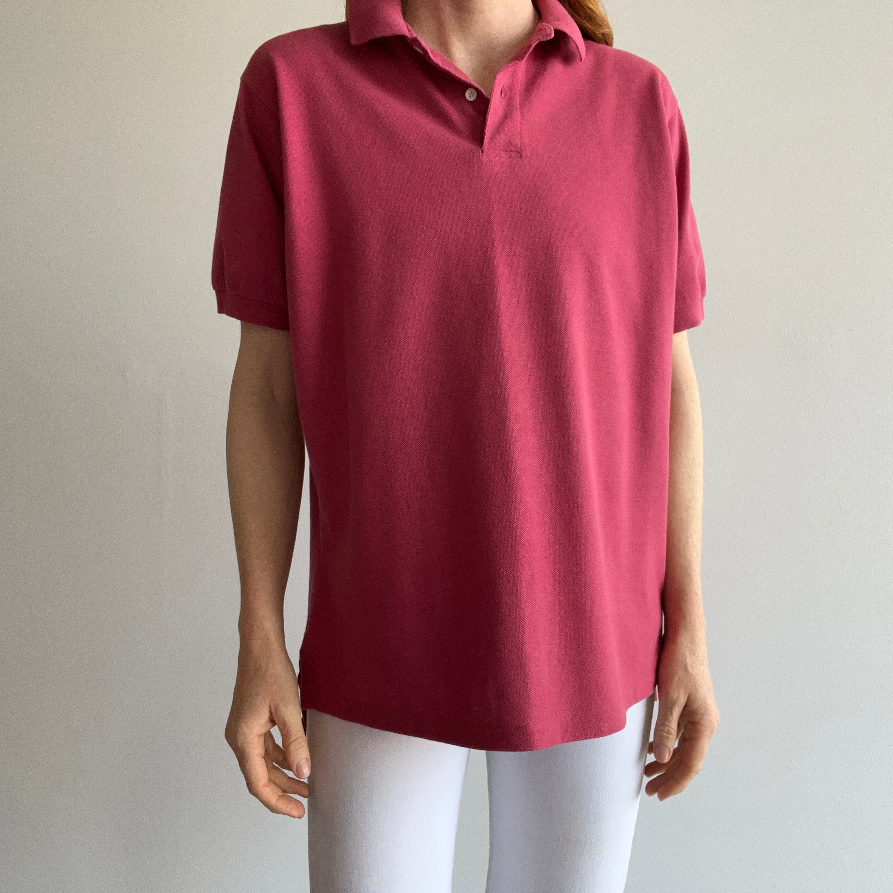 1980s Lands' End Mauve Pink Polo Shirt - !!!