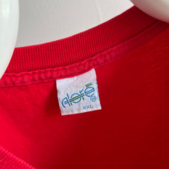 1990s Relaxed Fit Nail Polish Red Cotton Pocket T-Shirt