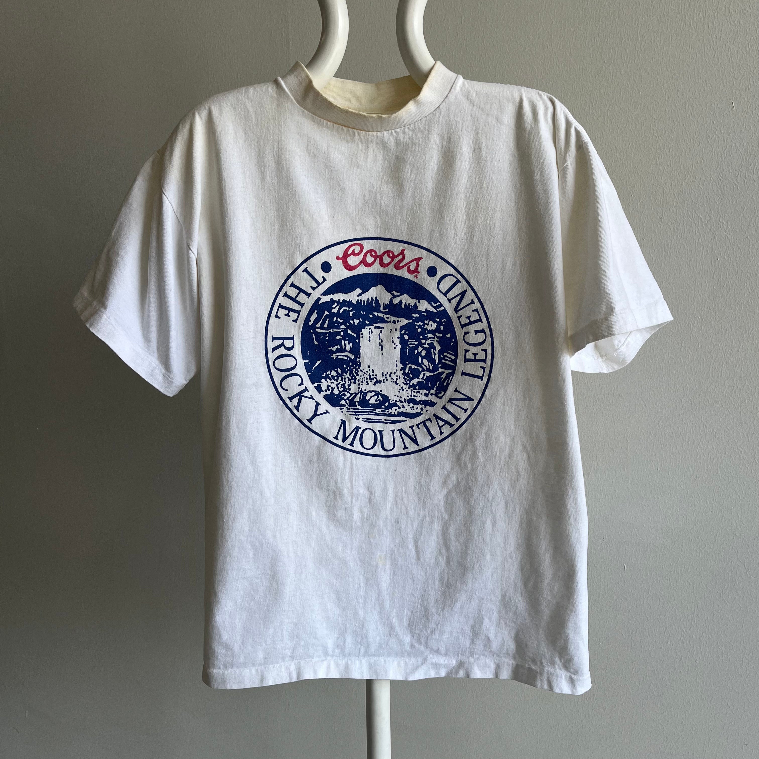 1990s Long Island WBAB 102.3FM Front and Back Stained Coors T-Shirt