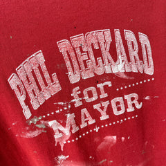 19890s Super Paint Stained and Thin Phil Deckard for Mayor T-Shirt