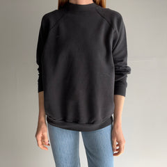 1980/90s Tultex Split Collar Blank Black Sweatshirt