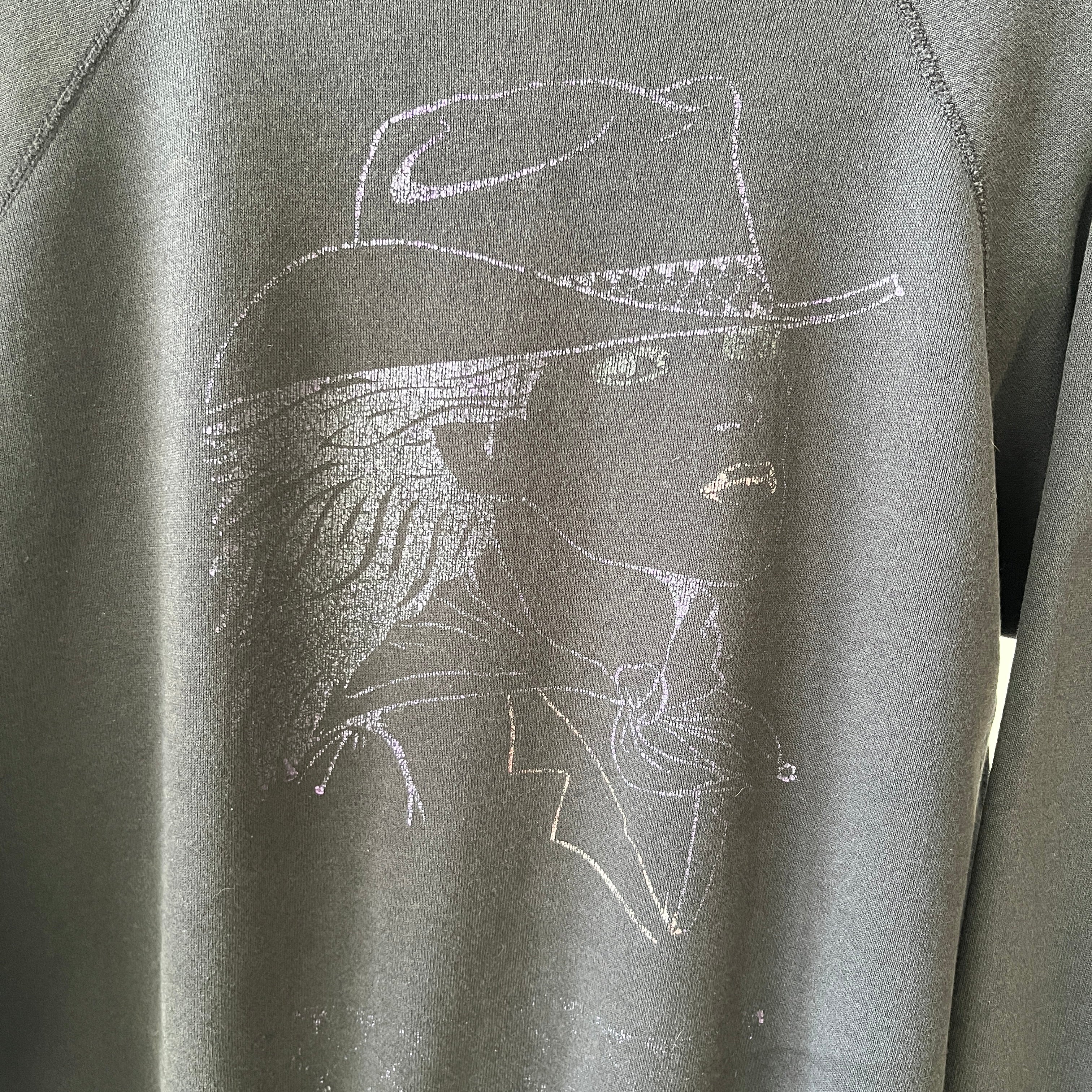 1980s/90s Faded Black Cowgirl Print Sweatshirt - Gimme