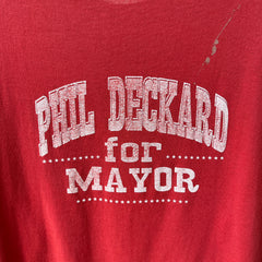 19890s Super Paint Stained and Thin Phil Deckard for Mayor T-Shirt