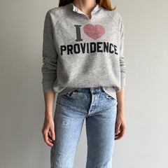 1980s DIY I LOVE PROVIDENCE Cut Neck Sweatshirt
