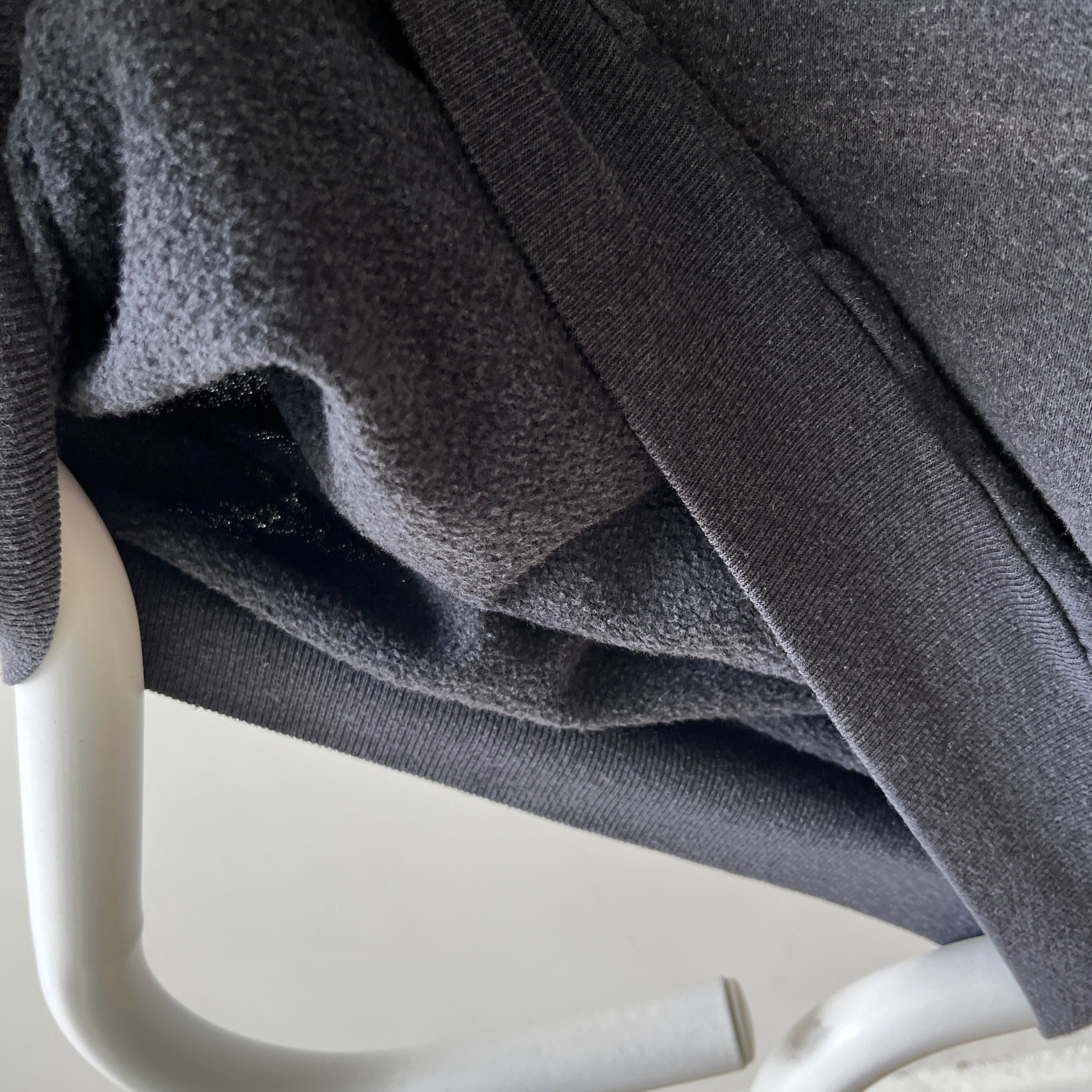 1980s Sun Faded Deep Gray/Black Short Sleeve Warm Up Sweatshirt