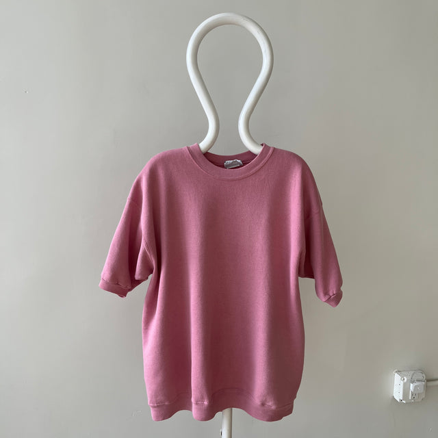 1980/90s Mauve "Dusty Rose" Pink Short Sleeve Warm Up Sweatshirt