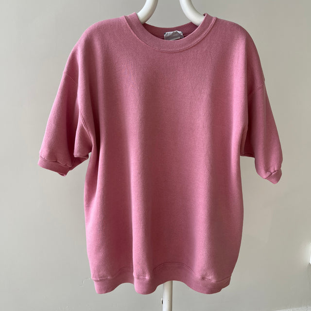 1980/90s Mauve "Dusty Rose" Pink Short Sleeve Warm Up Sweatshirt