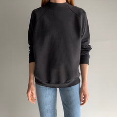 1980/90s Tultex Split Collar Blank Black Sweatshirt