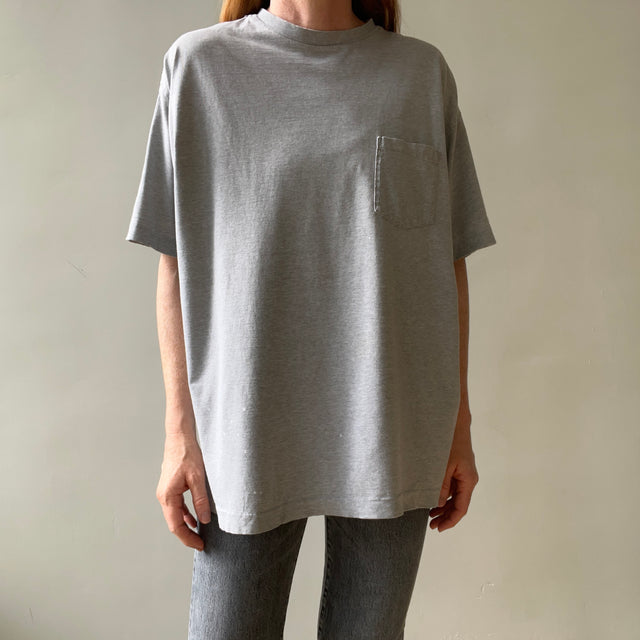 1980s Blank Grey Pocket T Shirt